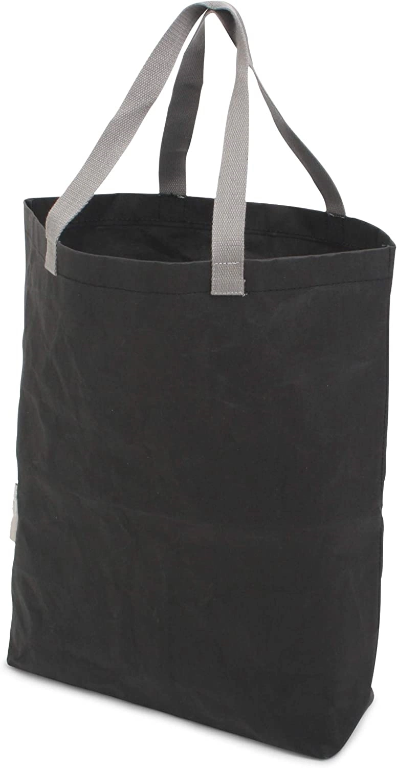 Black Washable Kraft Paper Tote Bag