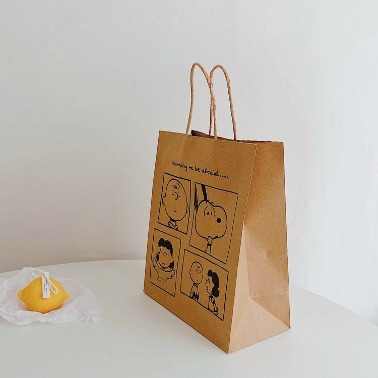 Custom Design Printing Service Kraft Paper Bag Candy Grocery Bags Shopping Packaging Full Color Gift Bag