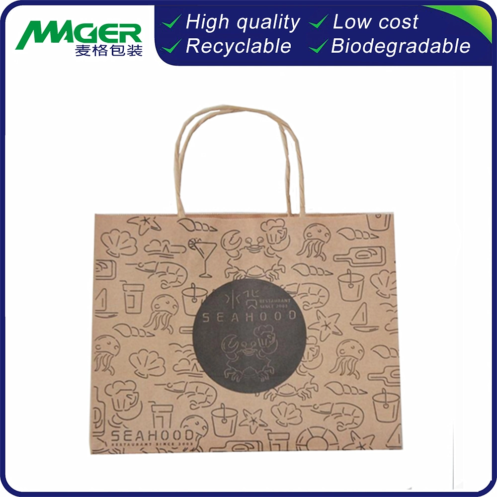 Customized Color Printing White Kraft Paper Bag White Festival Kraft Paper Gift Shopping Bags with Animal for Multifunction Chocolate Candy Dragee