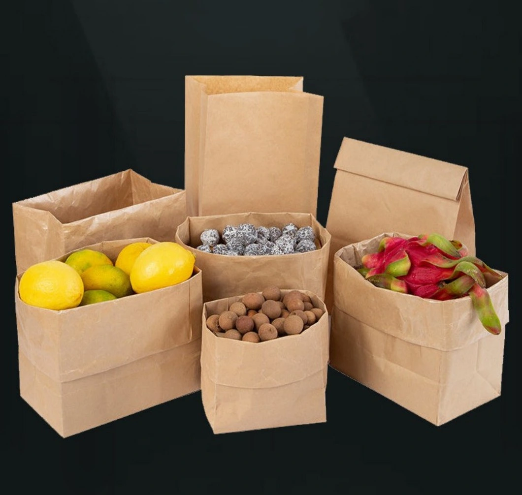 Takeaway Food Packaging Kraft Paper Bags Snack Donuts Fried Chicken Roast Kraft Paper Storage Packing Bag Greaseproof White and Brown Kraft Bags at Cheap Price