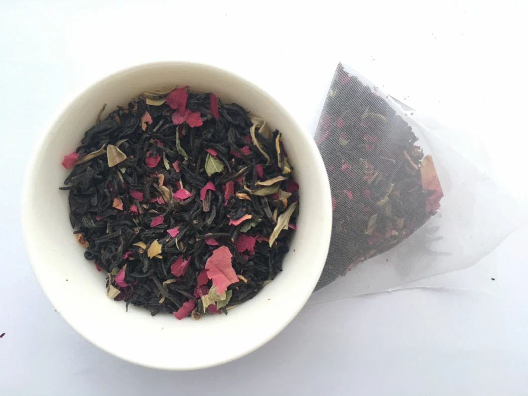 Heat Seal Nylon Mesh Triangle Tea Bag Rose and Black Tea Bag