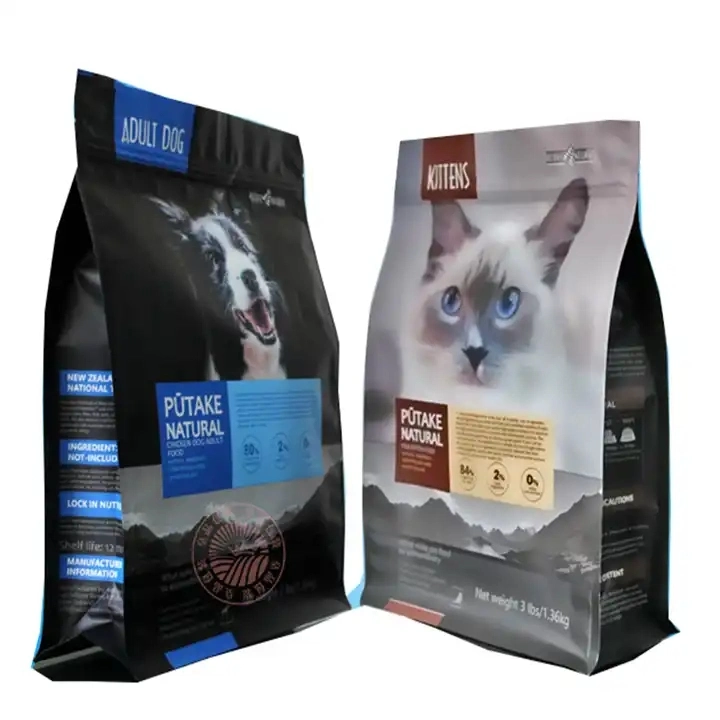 Manufacturer Custom 5kg/10kg/15kgs Eco Friendly Zipper Plastic Food Packaging 8 Side Seal Pet Food Bag