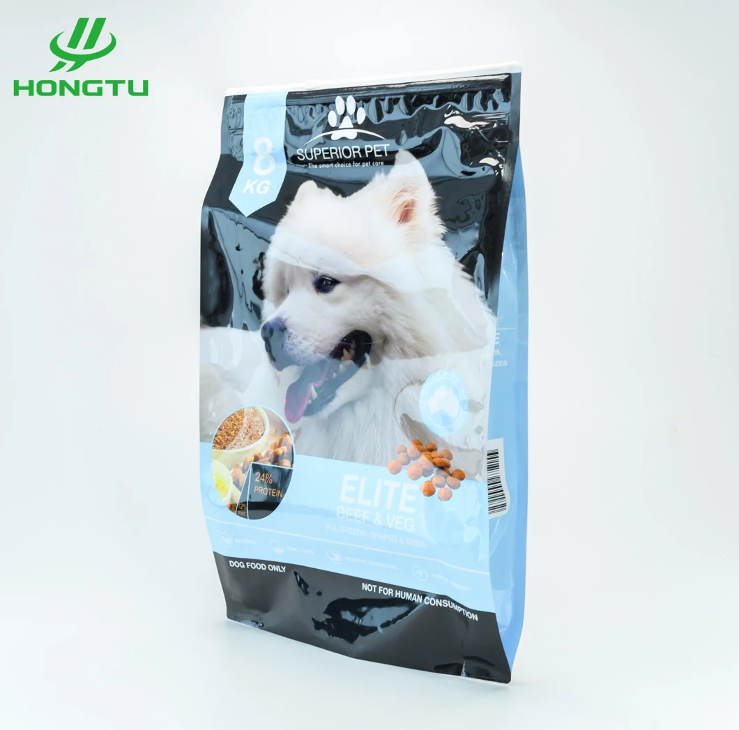 Customized Size Colors Pet Dog Food Cat Food Bag with Zipper Eight-Side Seal Food Packaging Bag