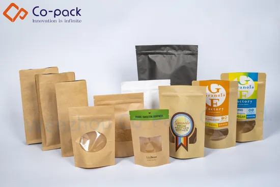 Custom Printed Kraft Paper Food Packaging Bag Stand-up Zip Lock Pouch